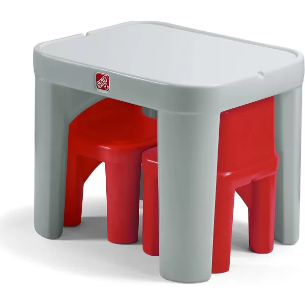 Step2 Mighty My Size Kids Table and Chair Set, Playroom Toddler Activity Table, Arts and Crafts, Ages 2+ Years Old, Gray &amp; Red