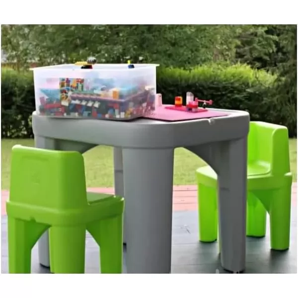Step2 Mighty My Size Kids Table and Chair Set, Playroom Toddler Activity Table, Arts and Crafts, Ages 2+ Years Old, Gray &amp; Red