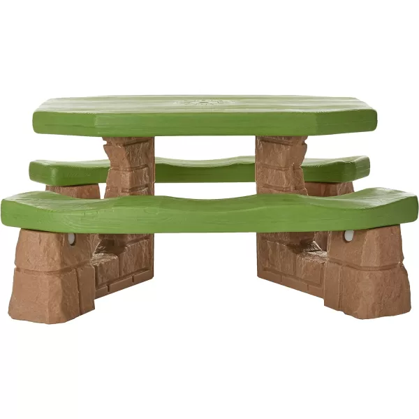 Step2 Naturally Playful Kids Picnic Table With Umbrella, Durable Indoor/Outdoor Toys, Seating for 6 Children, Ages 3+ Years Old, Blue &amp; Green