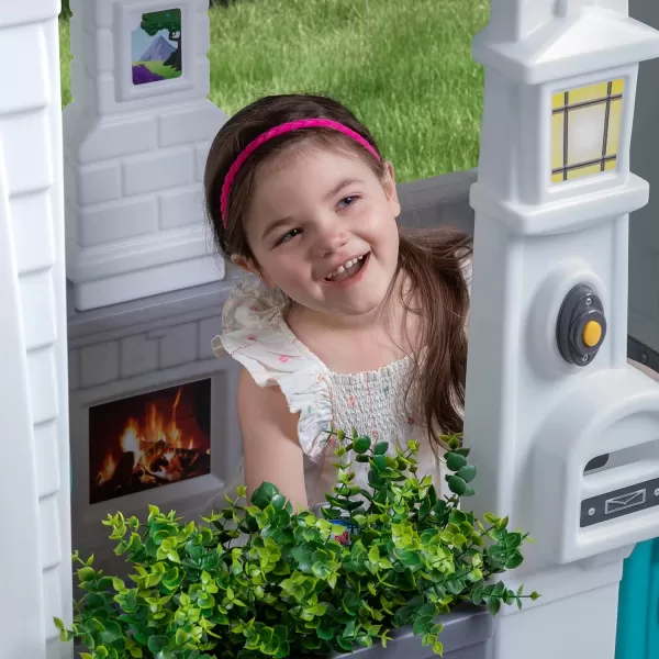 Step2 Neat &amp; Tidy Cottage Kids Playhouse, Indoor and Outdoor Playset, Interactive Sounds, Toddlers 1.5+ Years Old, Easy to Assemble Backyard Discovery Playhouse, Grey