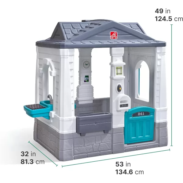Step2 Neat &amp; Tidy Cottage Kids Playhouse, Indoor and Outdoor Playset, Interactive Sounds, Toddlers 1.5+ Years Old, Easy to Assemble Backyard Discovery Playhouse, Grey