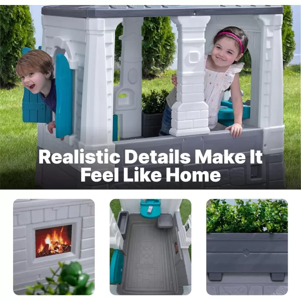 Step2 Neat &amp; Tidy Cottage Kids Playhouse, Indoor and Outdoor Playset, Interactive Sounds, Toddlers 1.5+ Years Old, Easy to Assemble Backyard Discovery Playhouse, Grey