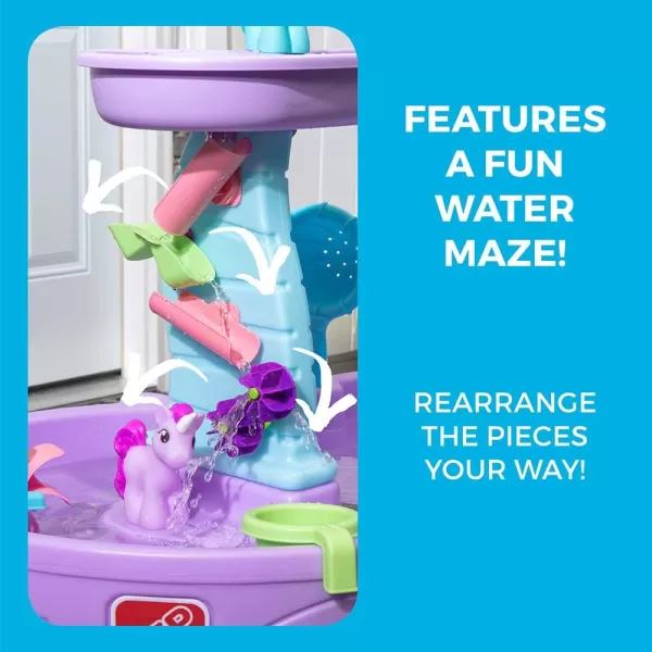 Step2 Rain Showers &amp; Unicorns Kids Water Tables, Outdoor Toddler Activity Table, Ages 1.5+ Years Old, 12 Piece Water Toy Accessories, Blue &amp; Purple