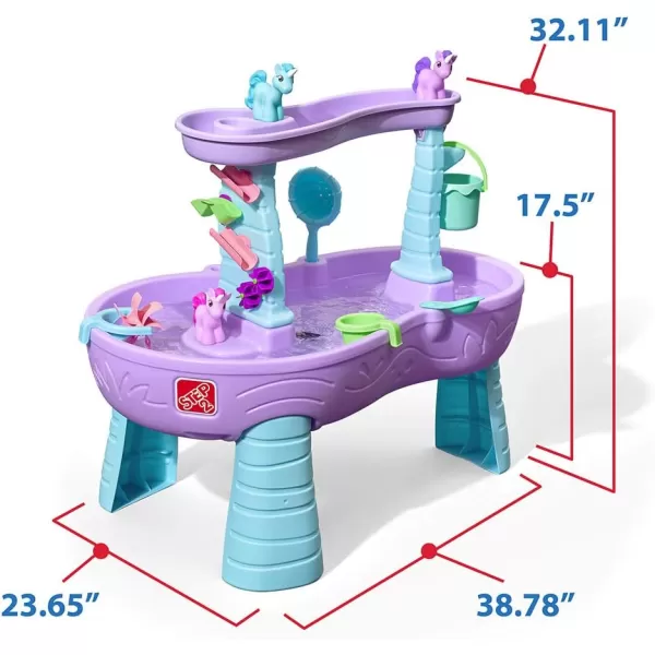 Step2 Rain Showers &amp; Unicorns Kids Water Tables, Outdoor Toddler Activity Table, Ages 1.5+ Years Old, 12 Piece Water Toy Accessories, Blue &amp; Purple