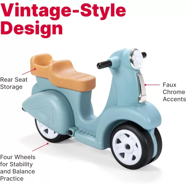 Step2 Ride Along Scooter – Aqua – Ride On Toy with Vintage-Style Design, Foot-to-Floor Toddler Scooter with Four Wheels for Extra Stability