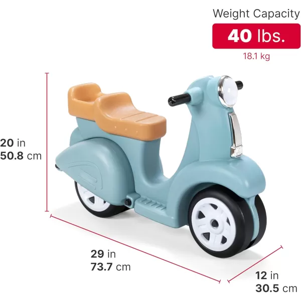 Step2 Ride Along Scooter – Aqua – Ride On Toy with Vintage-Style Design, Foot-to-Floor Toddler Scooter with Four Wheels for Extra Stability