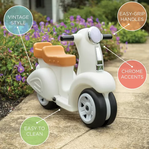 Step2 Ride Along Scooter – Aqua – Ride On Toy with Vintage-Style Design, Foot-to-Floor Toddler Scooter with Four Wheels for Extra Stability