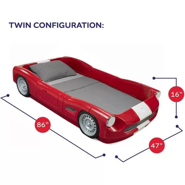 Step2 Roadster Toddler-to-Twin Bed, Crib to Twin Transition Race Car Bed, Adjustable, Ages 3+ Years Old, Easy Assembly, Gray