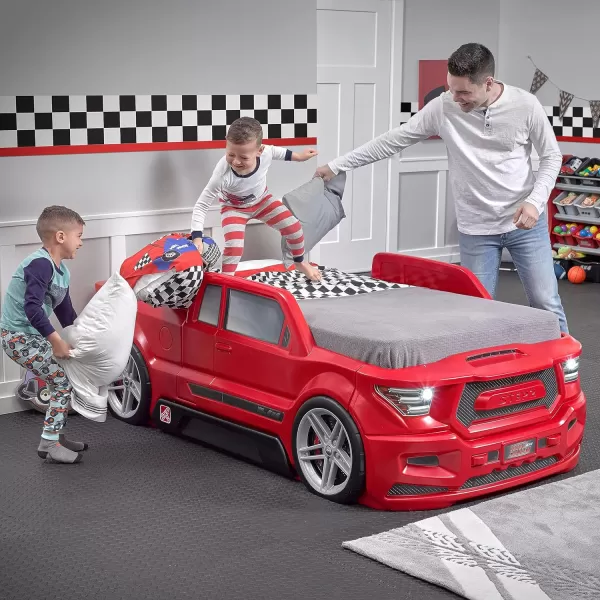 Step2 Roadster Toddler-to-Twin Bed, Crib to Twin Transition Race Car Bed, Adjustable, Ages 3+ Years Old, Easy Assembly, Gray