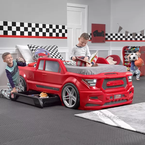 Step2 Roadster Toddler-to-Twin Bed, Crib to Twin Transition Race Car Bed, Adjustable, Ages 3+ Years Old, Easy Assembly, Gray
