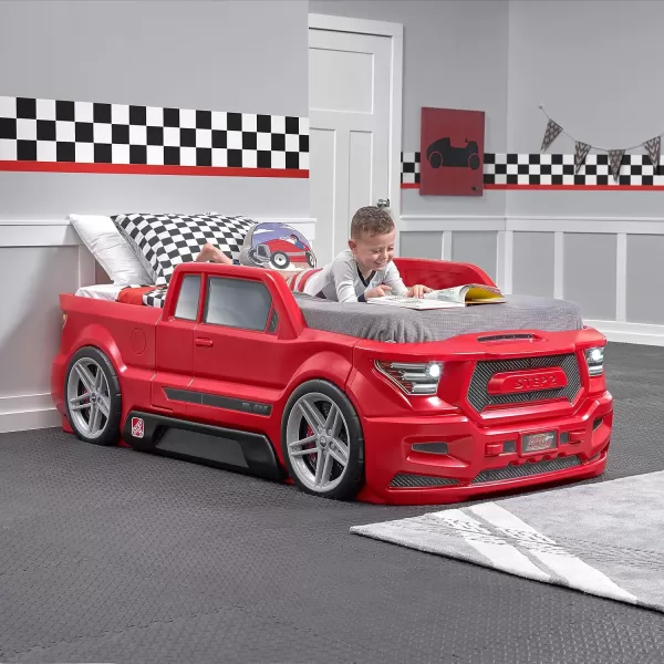Step2 Roadster Toddler-to-Twin Bed, Crib to Twin Transition Race Car Bed, Adjustable, Ages 3+ Years Old, Easy Assembly, Gray