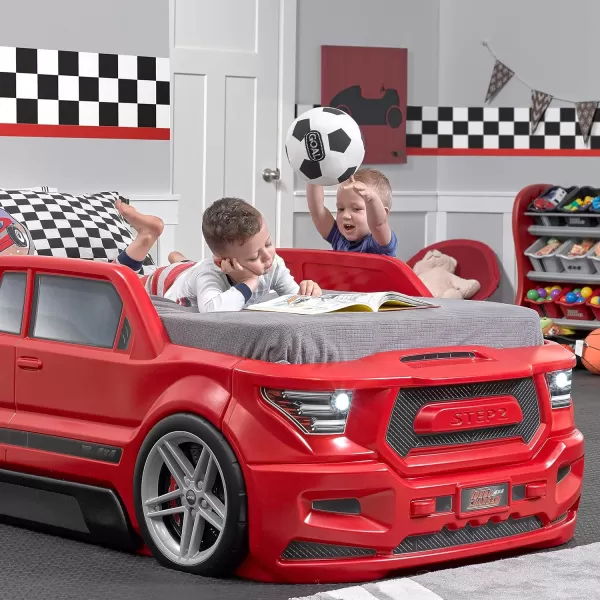 Step2 Roadster Toddler-to-Twin Bed, Crib to Twin Transition Race Car Bed, Adjustable, Ages 3+ Years Old, Easy Assembly, Gray