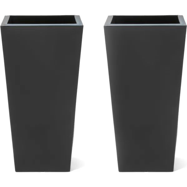 Step2 Tremont Tall Round Planter Pot, Onyx Black – Large Planter for Outdoor/Indoor Use – Maintenance Free Design – Ideal Patio and Front Porch Planter – Measures 15" x 15" x 28"