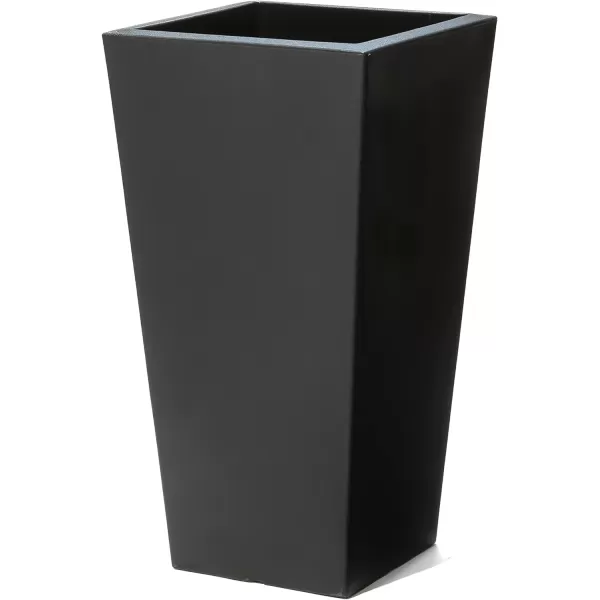 Step2 Tremont Tall Round Planter Pot, Onyx Black – Large Planter for Outdoor/Indoor Use – Maintenance Free Design – Ideal Patio and Front Porch Planter – Measures 15" x 15" x 28"
