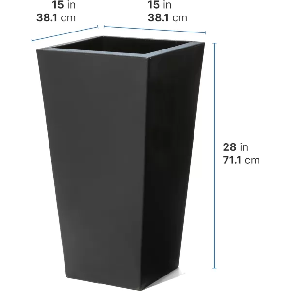 Step2 Tremont Tall Round Planter Pot, Onyx Black – Large Planter for Outdoor/Indoor Use – Maintenance Free Design – Ideal Patio and Front Porch Planter – Measures 15" x 15" x 28"