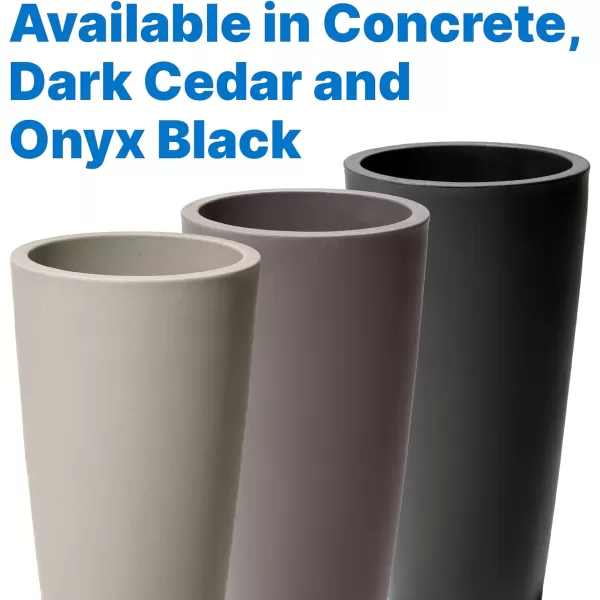 Step2 Tremont Tall Round Planter Pot, Onyx Black – Large Planter for Outdoor/Indoor Use – Maintenance Free Design – Ideal Patio and Front Porch Planter – Measures 15" x 15" x 28"