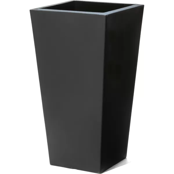Step2 Tremont Tall Round Planter Pot, Onyx Black – Large Planter for Outdoor/Indoor Use – Maintenance Free Design – Ideal Patio and Front Porch Planter – Measures 15" x 15" x 28"