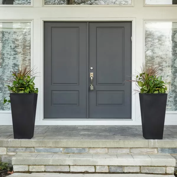 Step2 Tremont Tall Round Planter Pot, Onyx Black – Large Planter for Outdoor/Indoor Use – Maintenance Free Design – Ideal Patio and Front Porch Planter – Measures 15" x 15" x 28"