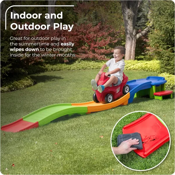 Step2 Up &amp; Down Roller Coaster Kids Toy, Ride On Push Car, Indoor/Outdoor Playset, Toddlers 2-5 Years Old, Compact Storage, Max Weight 50 lb., Multicolor