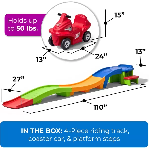 Step2 Up &amp; Down Roller Coaster Kids Toy, Ride On Push Car, Indoor/Outdoor Playset, Toddlers 2-5 Years Old, Compact Storage, Max Weight 50 lb., Multicolor