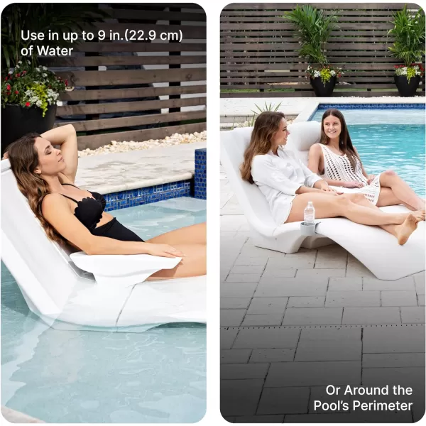 Step2 Vero Pool Lounger Loveseat, Fade-Resistant, Waterproof Patio Furniture, Pool Lounge Chair for Sun Shelf, Use in Pools up to 9-Inches of Water, Weighted, White