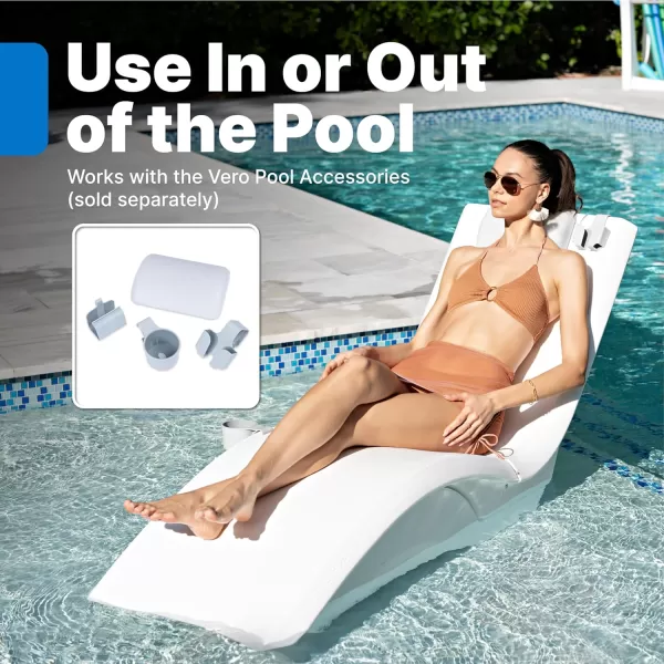 Step2 Vero Pool Lounger Loveseat, Fade-Resistant, Waterproof Patio Furniture, Pool Lounge Chair for Sun Shelf, Use in Pools up to 9-Inches of Water, Weighted, White