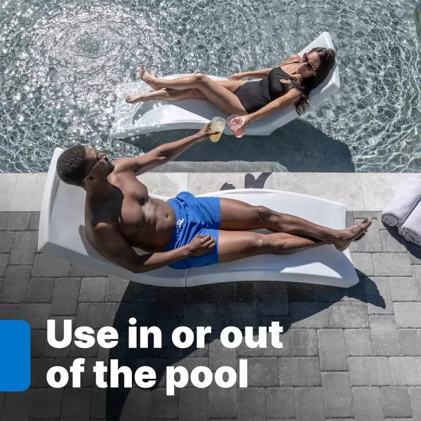 Step2 Vero Pool Lounger Loveseat, Fade-Resistant, Waterproof Patio Furniture, Pool Lounge Chair for Sun Shelf, Use in Pools up to 9-Inches of Water, Weighted, White