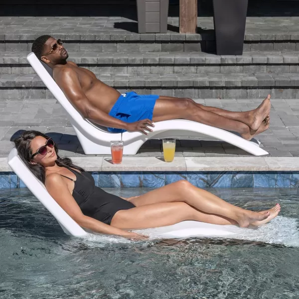 Step2 Vero Pool Lounger Loveseat, Fade-Resistant, Waterproof Patio Furniture, Pool Lounge Chair for Sun Shelf, Use in Pools up to 9-Inches of Water, Weighted, White