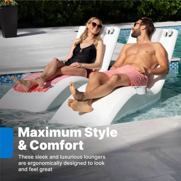 Step2 Vero Pool Lounger Loveseat, Fade-Resistant, Waterproof Patio Furniture, Pool Lounge Chair for Sun Shelf, Use in Pools up to 9-Inches of Water, Weighted, White
