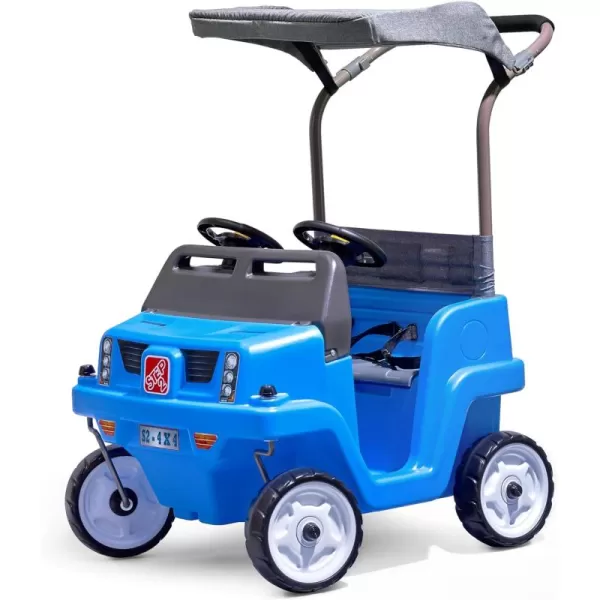 Step 2 Side-by-Side Push Around SUV Car for Kids, Easy Steer Double Rider Push Car, Toddlers Ages 1.5 - 5 Years Old, Ideal Stroller Substitute, Blue, 39"H x 25"W x 35"D