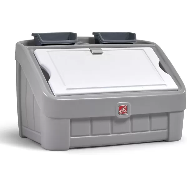 Step2 2-in-1 Toy Box and Easel Lid for Kids, Playroom Storage and Organizer, Lid Coverts to Art Table, Ages 2+ Years Old, Gray