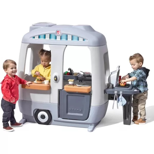 Step2 Adventure Camper Playhouse for Kids, Indoor/Outdoor Playset with Sounds, Toddlers 2+ Years Old, Realistic 50 Piece Camper Toy Accessory Set
