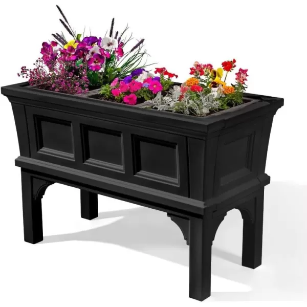 Step2 Atherton Planter Box, Large Outside All-Season All-Weather Gardening Box for Patio and Front Porch Planter, Onyx Black