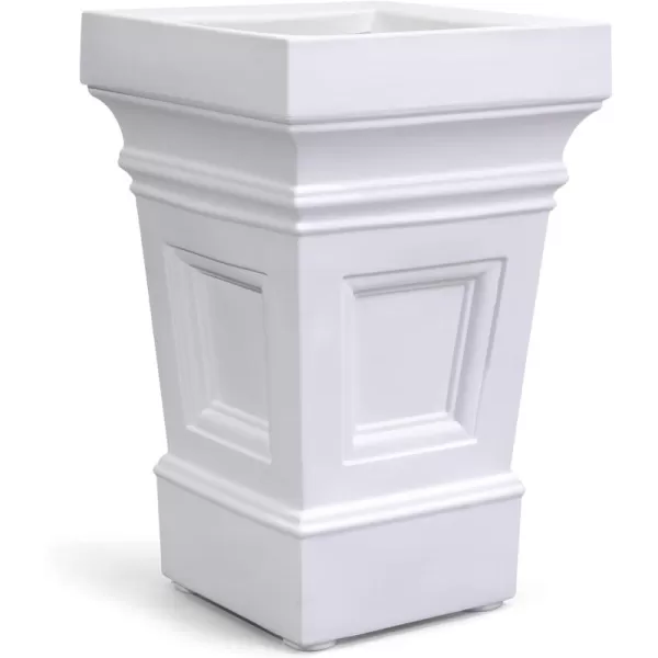 Step2 Atherton Square Planter Box, Outside All-Weather Gardening and Flower Box, For Patio or Front Porch, 2-Pack, Classic White