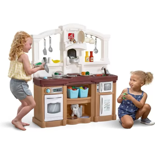 Step2 Fun with Friends Kids Kitchen, Indoor/Outdoor Play Kitchen Set, Toddlers 2+ Years Old, 25 Piece Kitchen Toy Set, Easy to Assemble, Pink