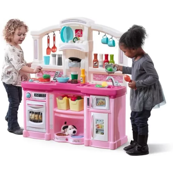 Step2 Fun with Friends Kids Kitchen, Indoor/Outdoor Play Kitchen Set, Toddlers 2+ Years Old, 25 Piece Kitchen Toy Set, Easy to Assemble, Pink