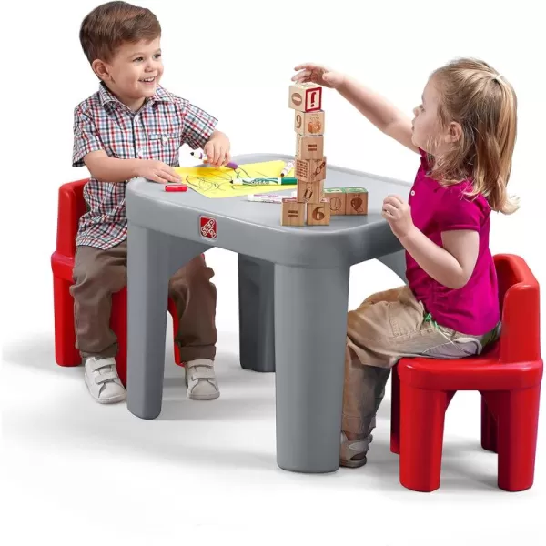 Step2 Mighty My Size Kids Table and Chair Set, Playroom Toddler Activity Table, Arts and Crafts, Ages 2+ Years Old, Gray &amp; Red