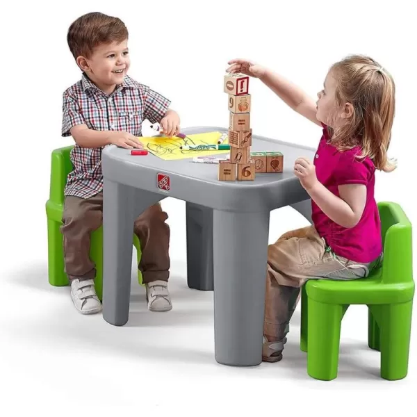Step2 Mighty My Size Kids Table and Chair Set, Playroom Toddler Activity Table, Arts and Crafts, Ages 2+ Years Old, Gray &amp; Red