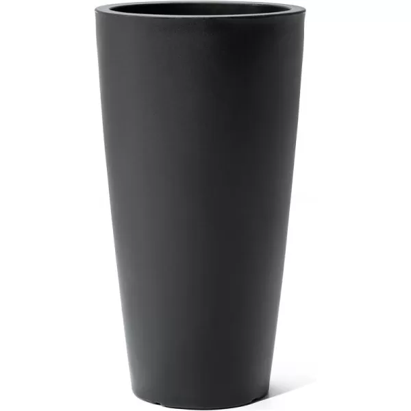 Step2 Tremont Tall Round Planter Pot, Onyx Black – Large Planter for Outdoor/Indoor Use – Maintenance Free Design – Ideal Patio and Front Porch Planter – Measures 15" x 15" x 28"