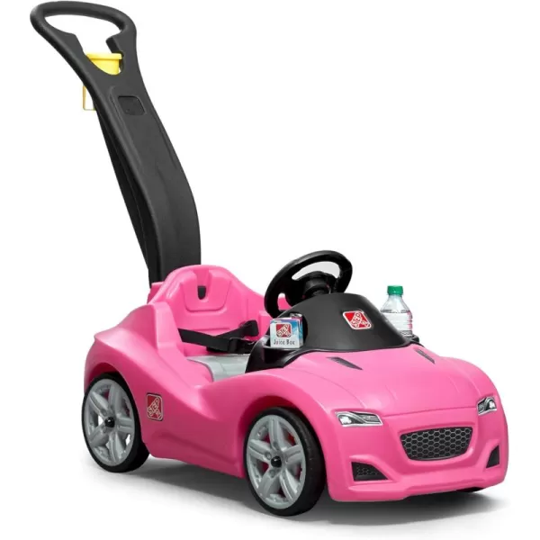 Step2 Whisper Ride Cruiser Kids Push Car, Ride On Car, Seat Belt and Horn, Toddlers 18 - 48 months, Easy Storage, Pink, Large