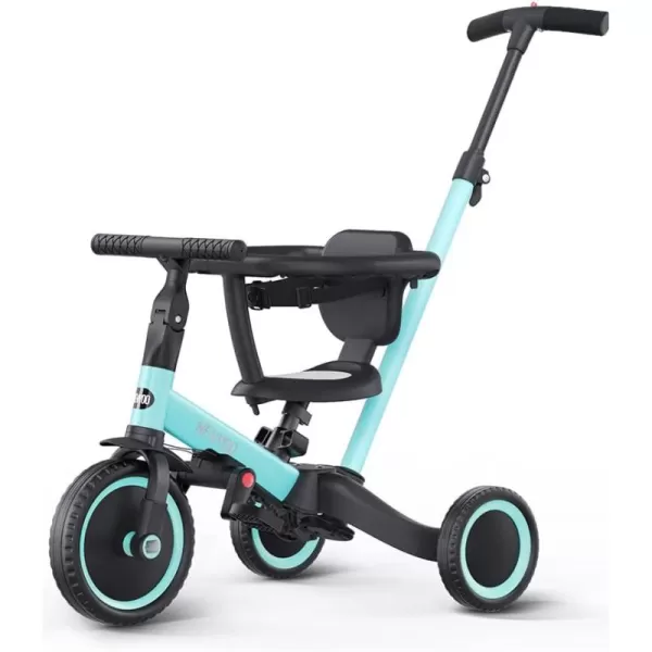 newyoo TR008 Toddler Push Tricycle, Toddler Bike for 1-3 Years Olds, Birthday Gift for Boys &amp; Girls, 5 in 1 Balance Bike with Handle, Kids Trike with Safe Bar, Green