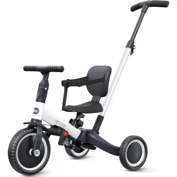 newyoo Toddler Bike, 4 in 1 Tricycles for 1,2,3 Year Olds, Balance Bike, Birthday Gift &amp; Toy for Boys and Girls, Kids Tricycle with Parent Steering Push Handle, Removable Pedals, White, TR007