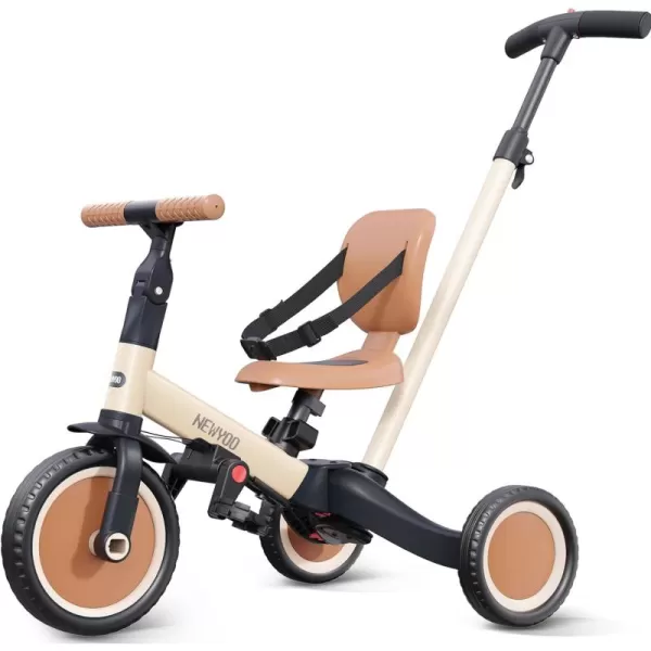 newyoo Toddler Bike, 4 in 1 Tricycles for 1,2,3 Year Olds, Balance Bike, Birthday Gift &amp; Toy for Boys and Girls, Kids Tricycle with Parent Steering Push Handle, Removable Pedals, White, TR007