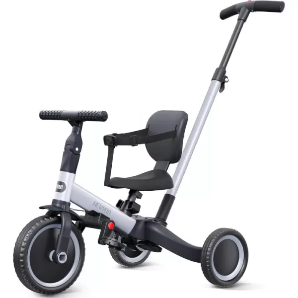 newyoo Toddler Bike, 4 in 1 Tricycles for 1,2,3 Year Olds, Balance Bike, Birthday Gift &amp; Toy for Boys and Girls, Kids Tricycle with Parent Steering Push Handle, Removable Pedals, White, TR007