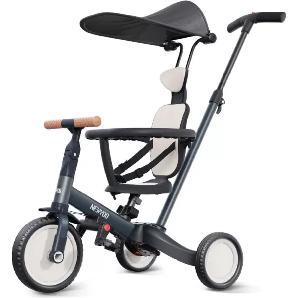 newyoo Tricycle for Toddlers 1-3, Toddler Bike, Birthday Gift &amp; Toys for Girl &amp; Boy, Push Trike with Handle &amp; Canopy, 6 in 1 Baby Trike, Balance Bike, TR009, Blue