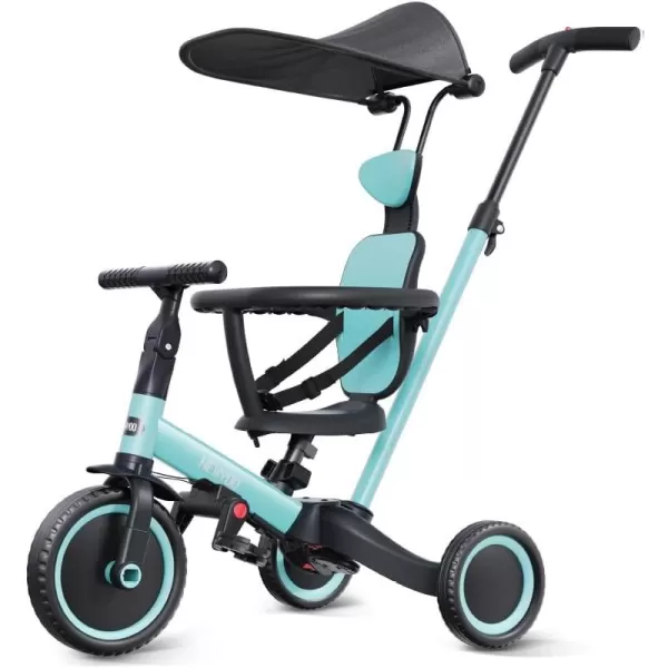 newyoo Tricycle for Toddlers 1-3, Toddler Bike, Birthday Gift &amp; Toys for Girl &amp; Boy, Push Trike with Handle &amp; Canopy, 6 in 1 Baby Trike, Balance Bike, TR009, Blue