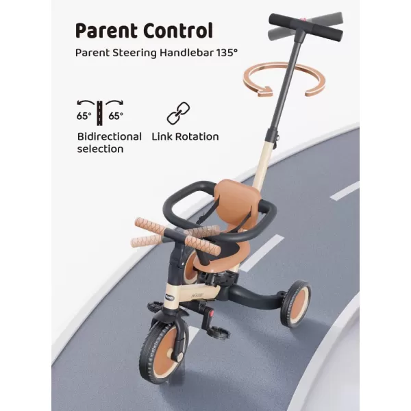 newyoo TR008 Toddler Push Tricycle, Toddler Bike for 1-3 Years Olds, Birthday Gift for Boys &amp; Girls, 5 in 1 Balance Bike with Handle, Kids Trike with Safe Bar, Green