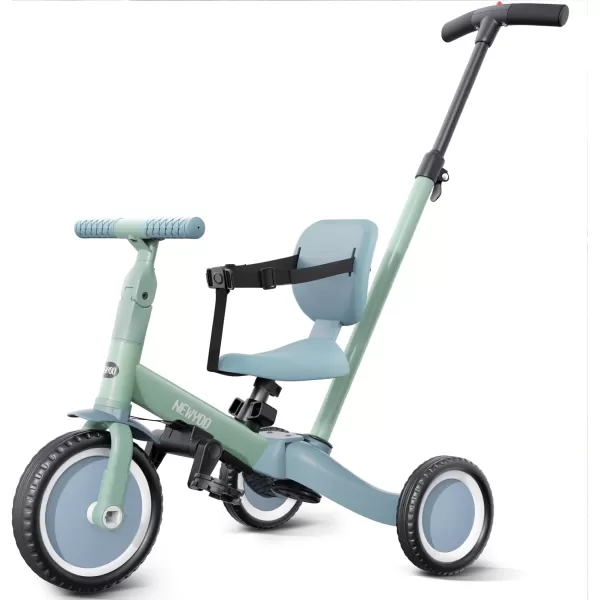 newyoo Toddler Bike, 4 in 1 Tricycles for 1,2,3 Year Olds, Balance Bike, Birthday Gift &amp; Toy for Boys and Girls, Kids Tricycle with Parent Steering Push Handle, Removable Pedals, White, TR007