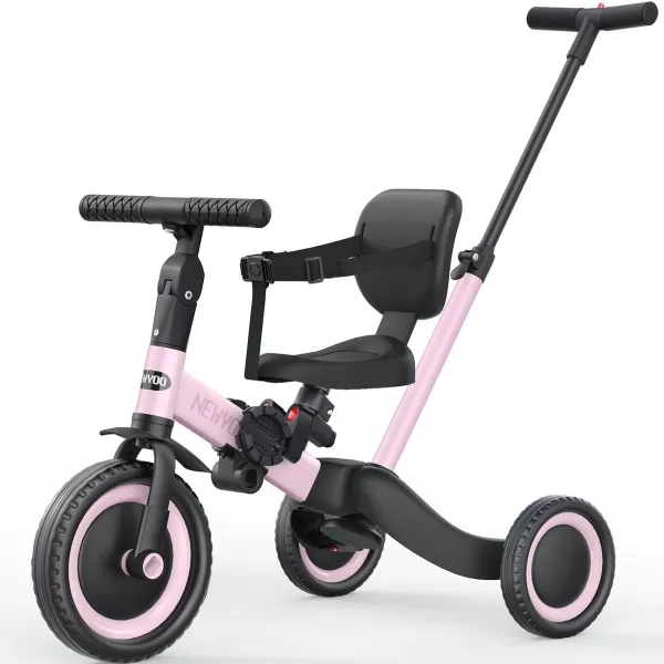 newyoo Toddler Bike, 4 in 1 Tricycles for 1,2,3 Year Olds, Balance Bike, Birthday Gift &amp; Toy for Boys and Girls, Kids Tricycle with Parent Steering Push Handle, Removable Pedals, White, TR007