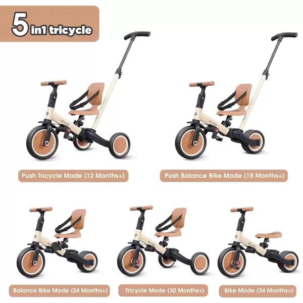 newyoo Toddler Bike, 4 in 1 Tricycles for 1,2,3 Year Olds, Balance Bike, Birthday Gift &amp; Toy for Boys and Girls, Kids Tricycle with Parent Steering Push Handle, Removable Pedals, White, TR007